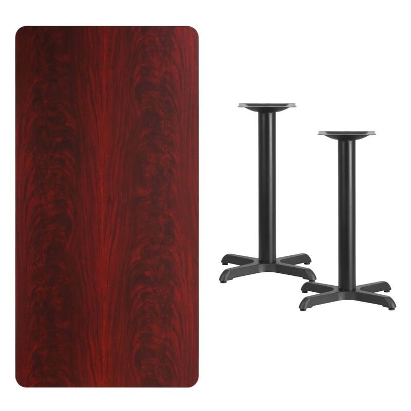 30'' x 60'' Rectangular Laminate Table Top with 22'' x 22'' Table Height Bases - 30"W x 60"D x 31.125"H - 30"W x 60"D x 31.125"H