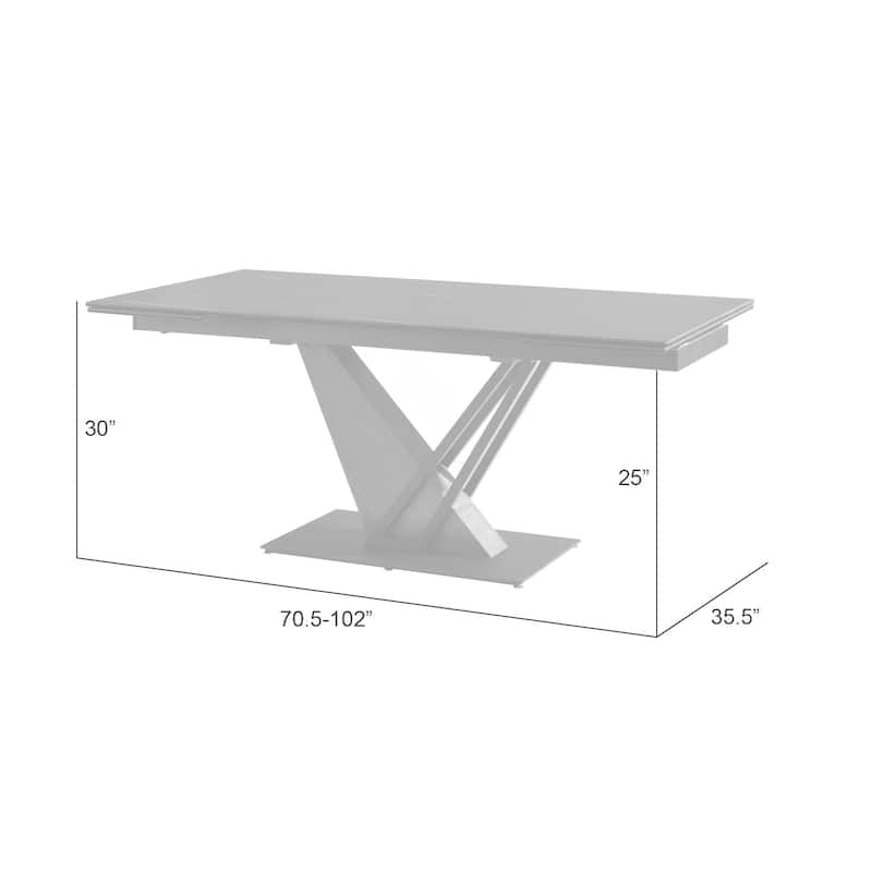 Moore Modern Extendable Rectangular Dining Table with Black Sintered Stone Table Top - Seats up to 6
