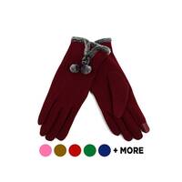 Women's Stylish Touch Screen Gloves with Fur Trim & Fleece Lining