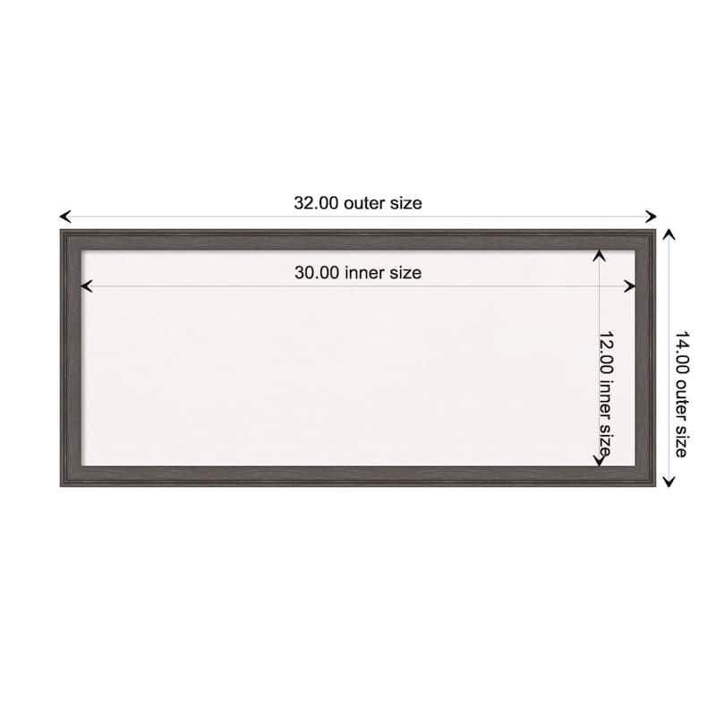 Florence Framed White Corkboard Bulletin Board - Florence Pewter - Board Size 30x12