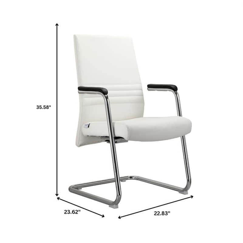 Aleen Leather Office Chair with Fixed Armrests, Upholstered, High Back, Iron Frame, and Easy Assembly for Home or Work Office