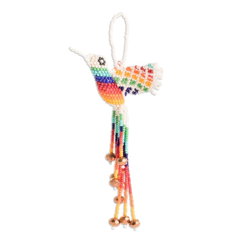 Novica Handmade Hummingbird Fantasy Glass Beaded Home Accent