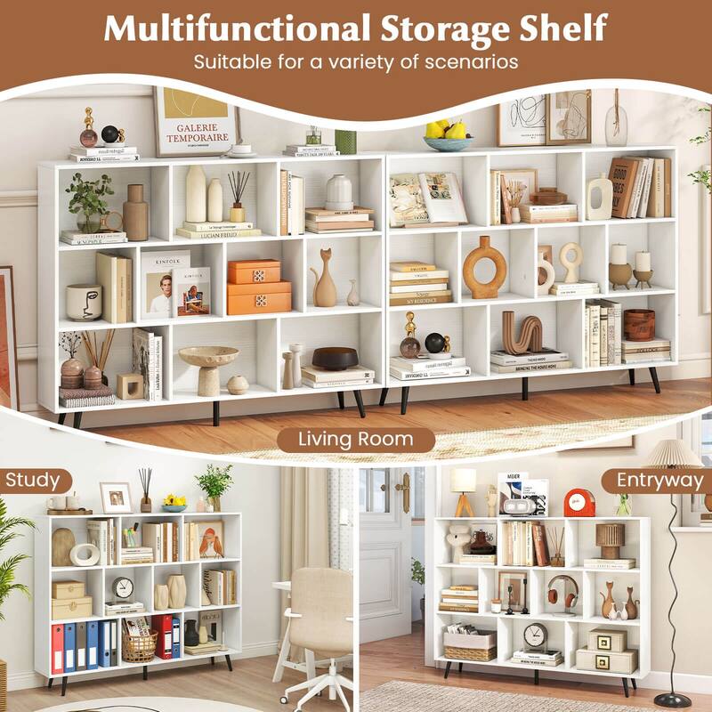 Costway 7/8/10/10 Cube 31.5"/39.5"/47"/55" Bookcase with 4/5 Metal