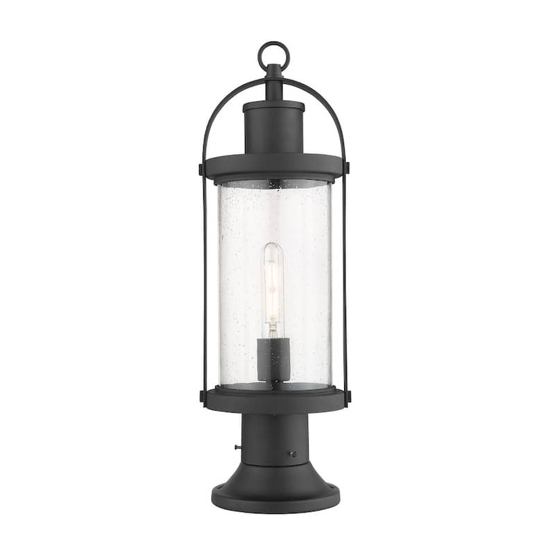 Z-Lite Roundhouse 22" Tall Outdoor Pier Mount Post Light - Black
