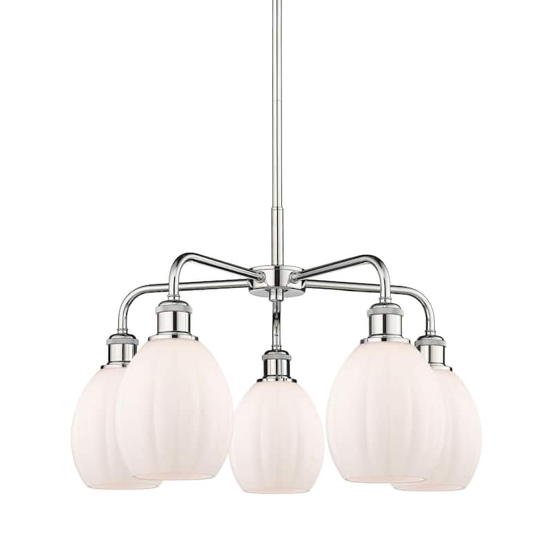 Innovations Lighting 516-5CR-16-24 Eaton Chandelier Eaton 5 Light 24" - Polished Chrome / Matte White