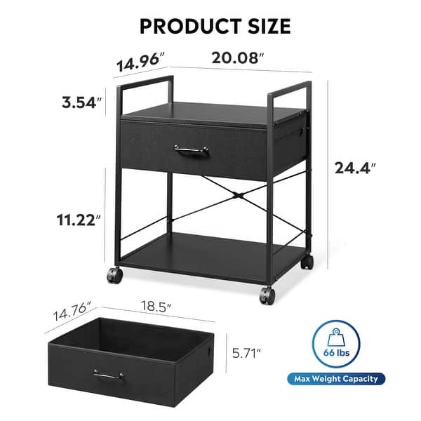 Printer Cart Mobile Printer Stand with Storage Drawer File Cabinet ...
