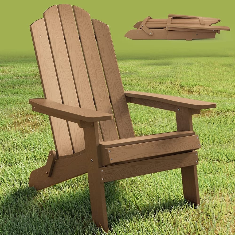 Folding Adirondack Chair Weather resistant Outdoor Garden Patio Chair by WINSOON