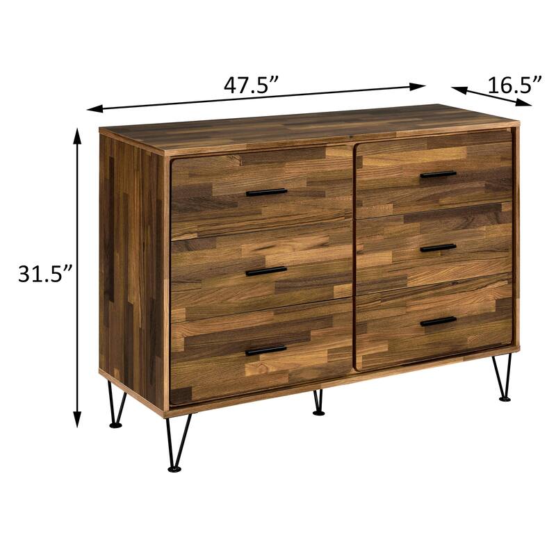 Wade Walnut 6-drawer Double Dresser