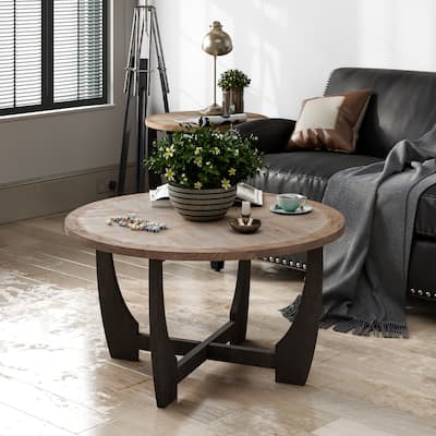 COZAYH Rustic Farmhouse End Table, French Country Accent Coffee Table for Family, Small Spaces