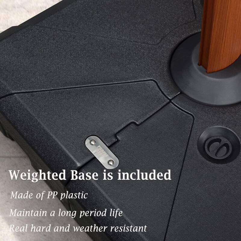 PURPLE LEAF 9/10/11ft Square 09x12ft Rectangle Wood Pattern Patio Outdoor Cantilever Umbrella with Base