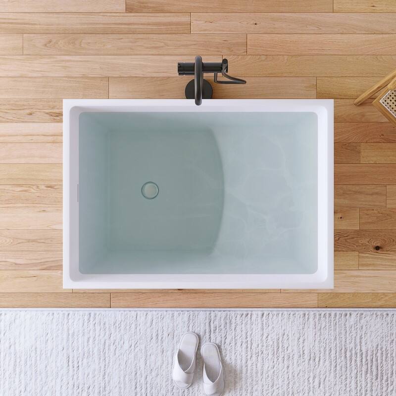 MEDUNJESS 39'' Acrylic Freestanding Bathtub Soaking Tubs