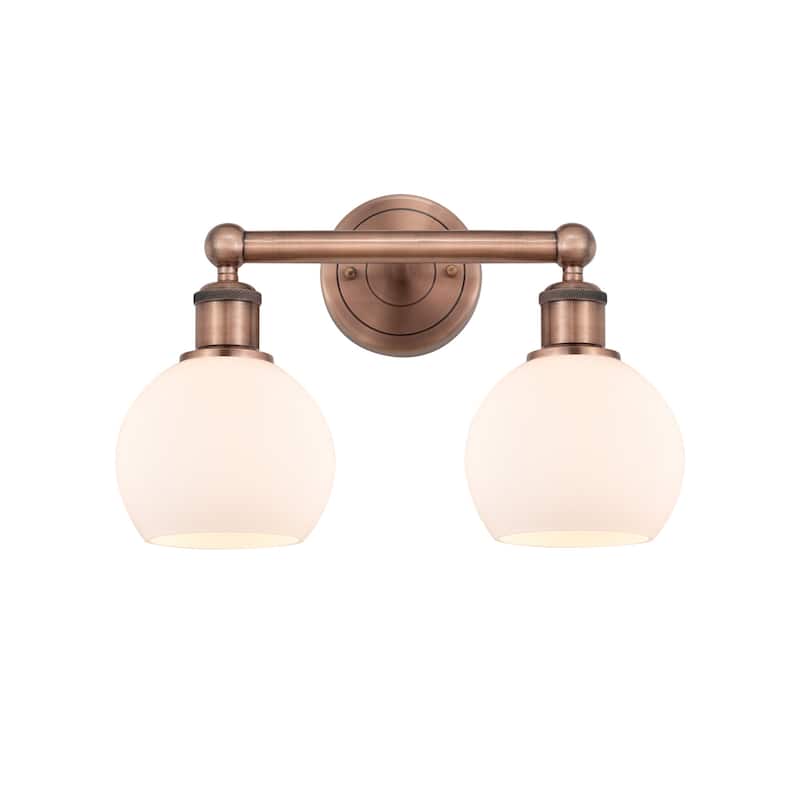 Innovations Lighting 616-2W-11-15 Athens Vanity Athens Deco Swirl 2 - Antique Copper / Matte White