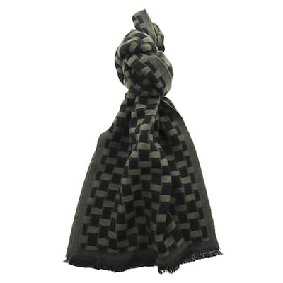 Lanvin Soft Luxurious 100% Wool Green Fringe Scarf for Mens
