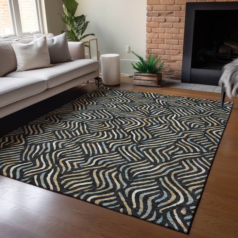 Machine Washable Indoor/ Outdoor Modern Jamie Chantille Rug