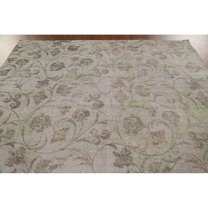 Floral Modern Oriental Area Rug Hand-Knotted Wool Carpet - 7'11"x 11'5"