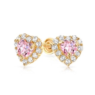 Bling Jewelry 14k Gold Pink Cz Heart Baby Back Stud Bling Jewelry 14k Gold Pink Cz Heart Baby Back Stud Earrings On Free Shipping Today 17989304