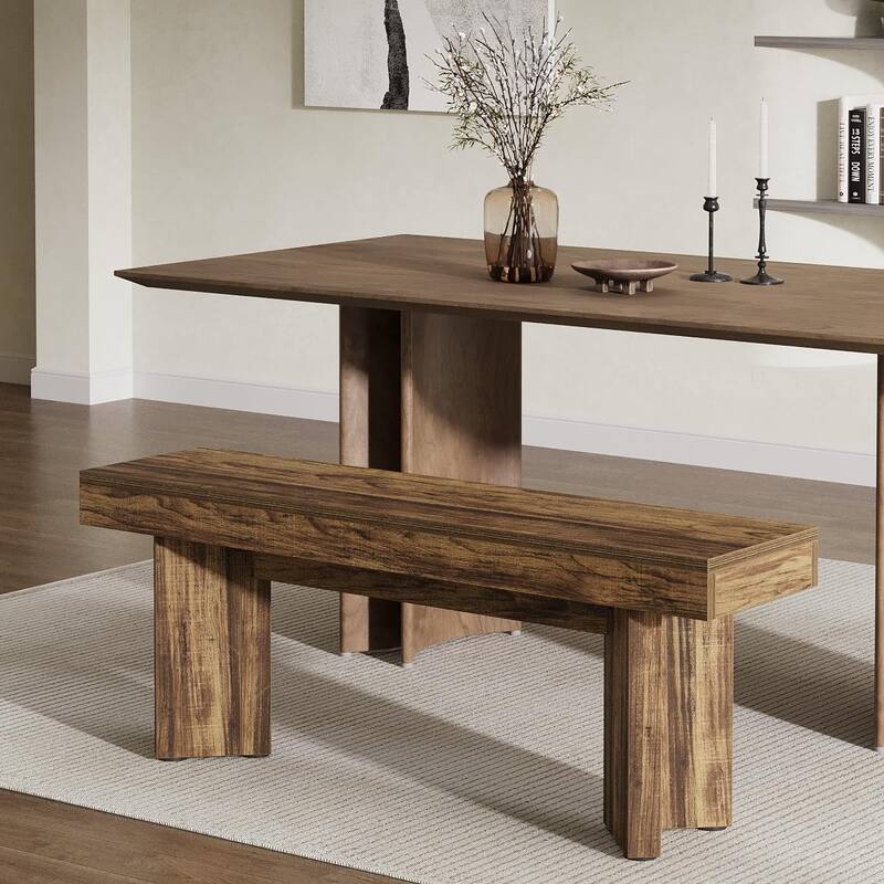 Farmhouse Wooden Dining Bench, 47" Indoor Kitchen Table Bench
