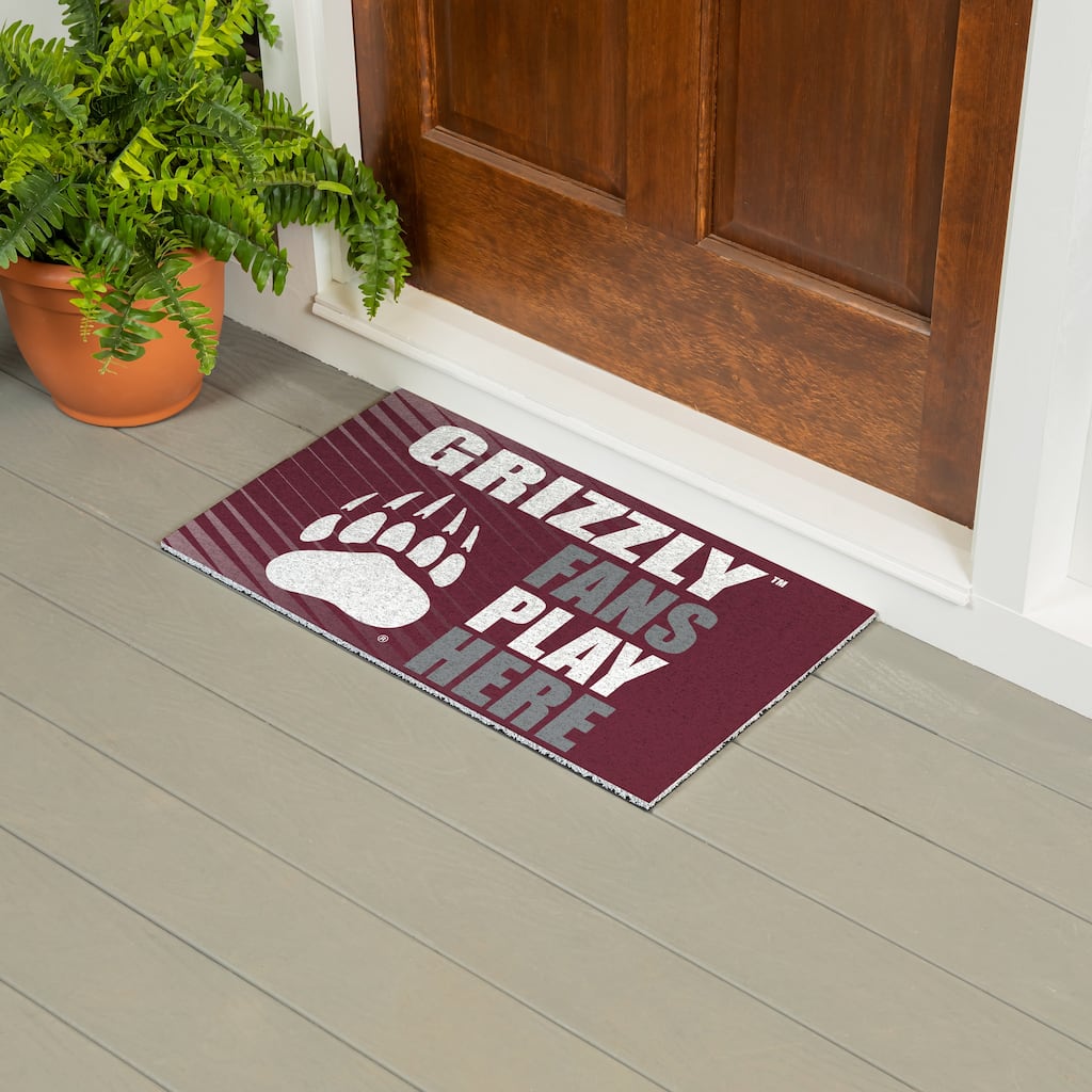 28 in. x 16 in. University of Montana "Fans Play Here" PVC Door Mat