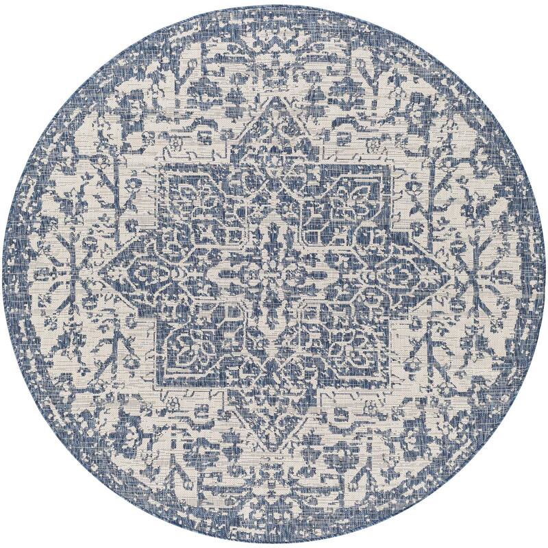 Livabliss Eagean Updated Traditional Medallion Indoor / OutdoorArea Rug