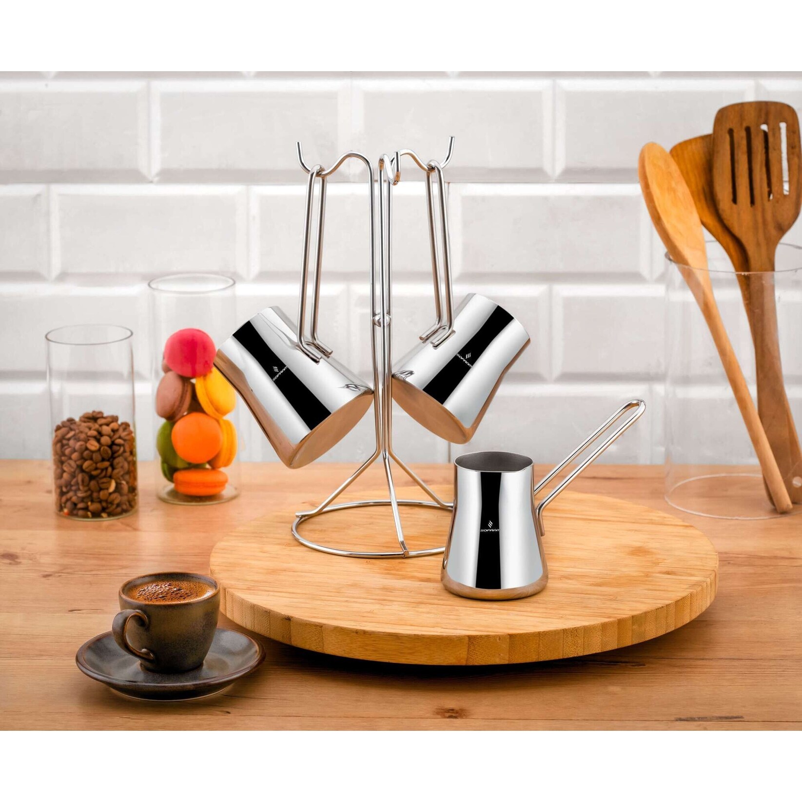 Sofram 18/10 Stainless Steel Turkish Coffee Pot Cezve Set of 3