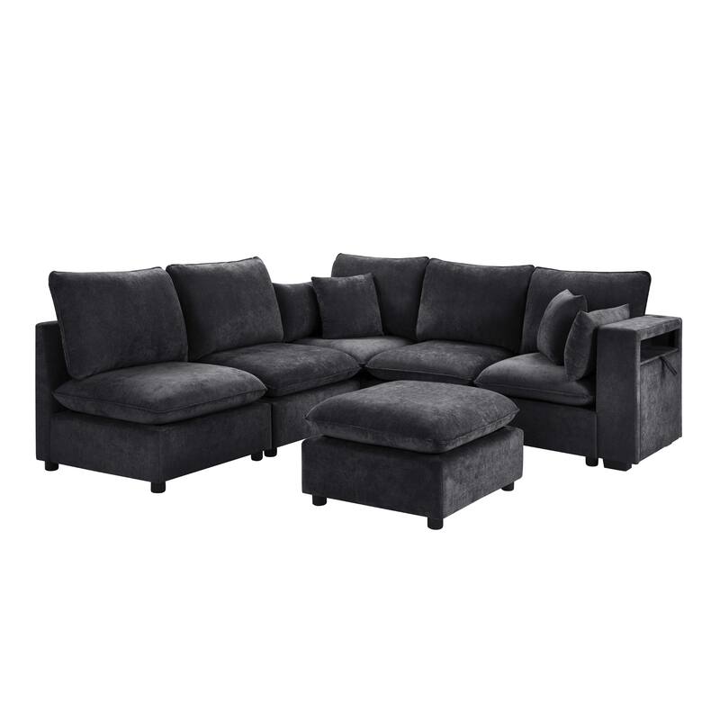 Large Modular Sectional Sofa for Living Room, U-Shaped & L-Shaped Sleeper Sofa Bed with Ottoman & USB Ports