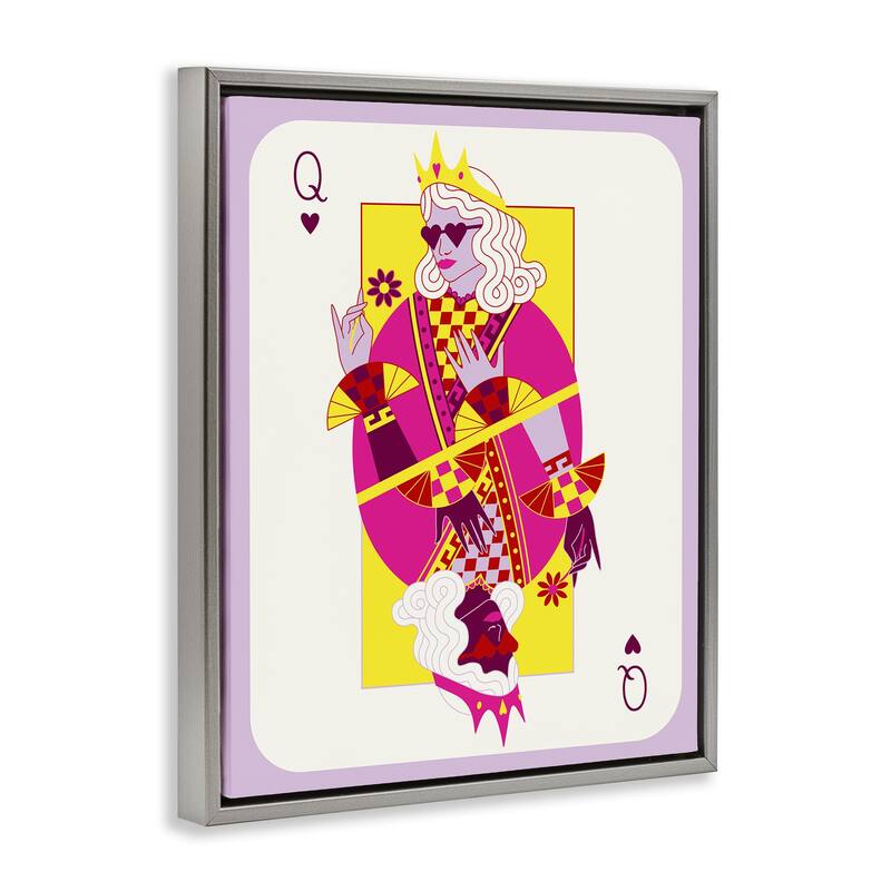 Stupell Trendy Queen Card Framed Floater Canvas Wall Art Design By Grace Popp