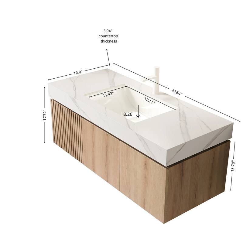 Floating Storage Bathroom Vanity with 1 Pre-drilled Faucet Hole