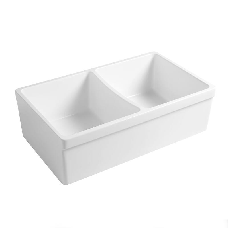 Whitehaus Quatro Alcove 33" Farmhouse Double Basin Fireclay Kitchen