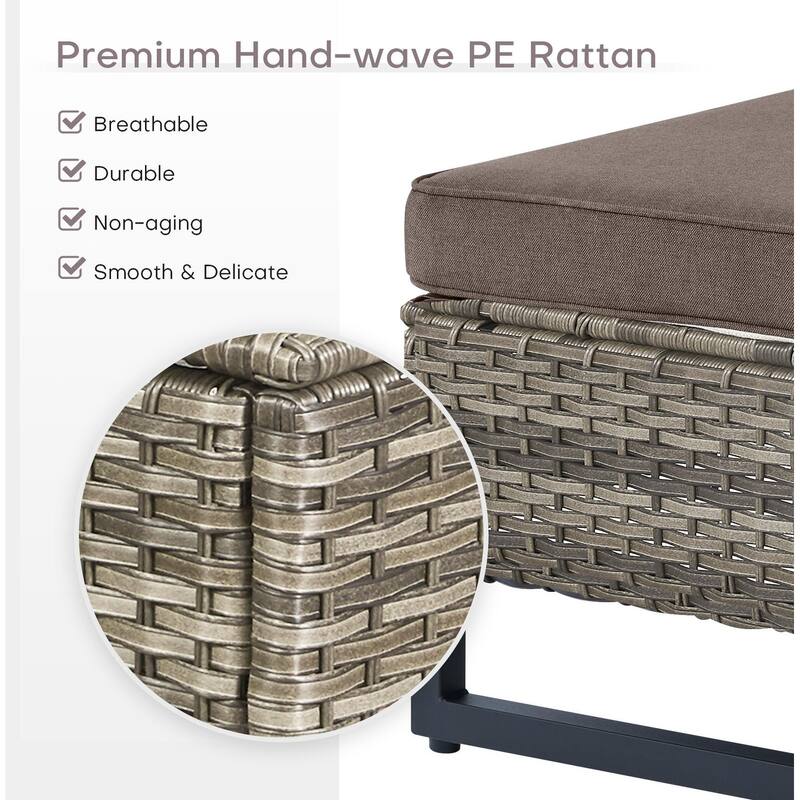 Gymojoy Outdoor Rattan Wicker Ottoman Seat Weather-resistance