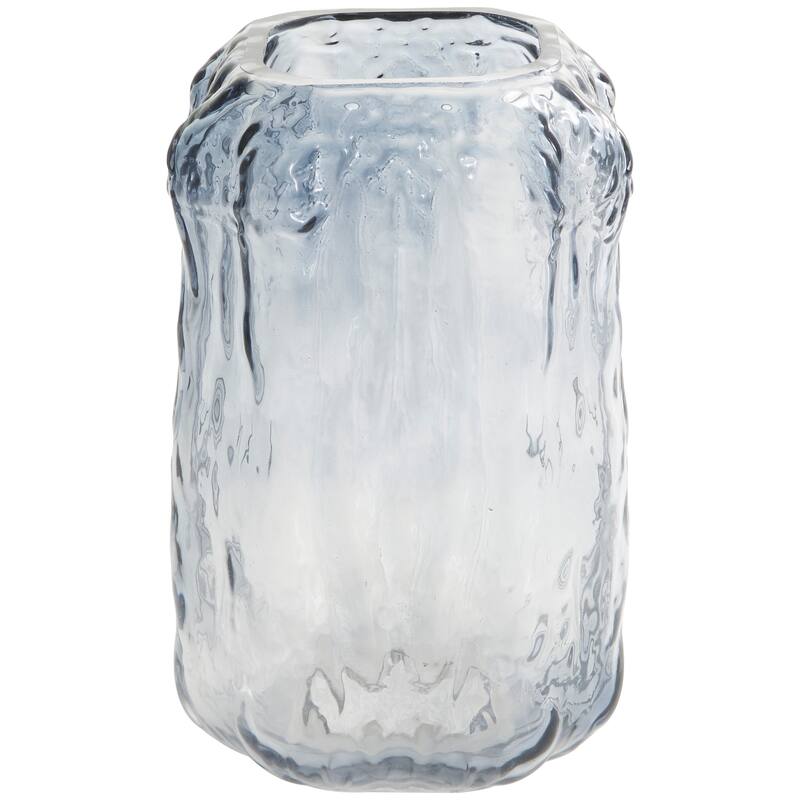 Gray Glass Handmade Dimensional Textured Square or Rectangular Ombre Vase