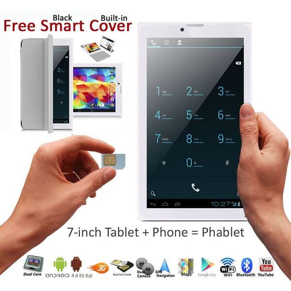 Indigi 6 Factory Unlocked 7 0 Dual Core 2 In 1 Smartphone Tabletpc W Android 4 4 Kitkat Dualsim Wifi Smart Cover Grey Overstock