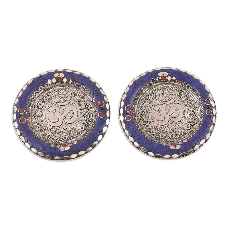 Novica Handmade Rewari Om Aluminum Incense Holders (Pair)