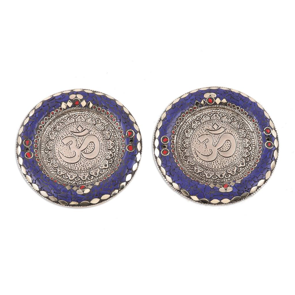 Novica Handmade Rewari Om Aluminum Incense Holders (Pair)