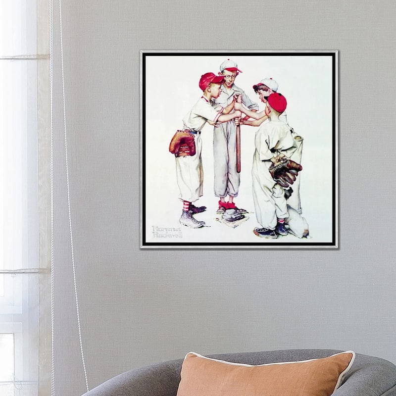 iCanvas "Choosing up (Four Sporting Boys, Baseball)" by Norman Rockwell Framed