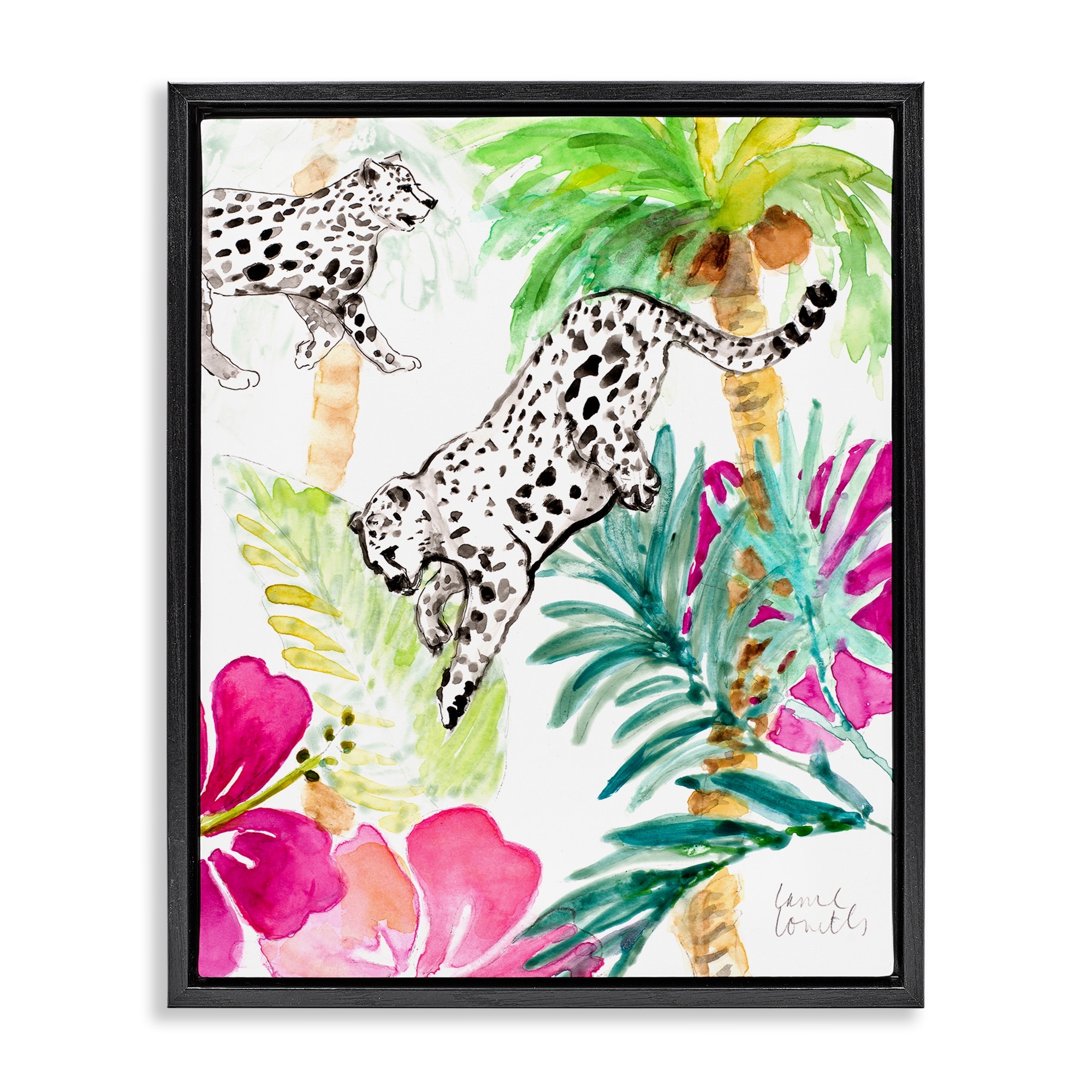 Stupell Tropical Island Cheetahs Framed Floater Canvas Wall Art Design By Lanie Loreth