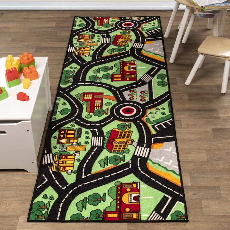 Superior City Cruising Kids Washable Indoor Runner or Area Rug