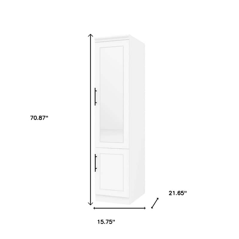 HomeRoots 71" White Wood Mirrored Two Door Combo Dresser
