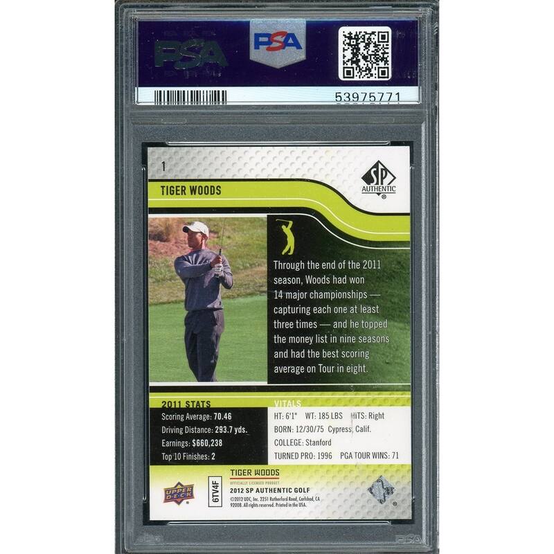 Tiger Woods 2012 Upper Deck SP Authentic Golf Card #1 Graded PSA 10 - 8'6" x 11'6"