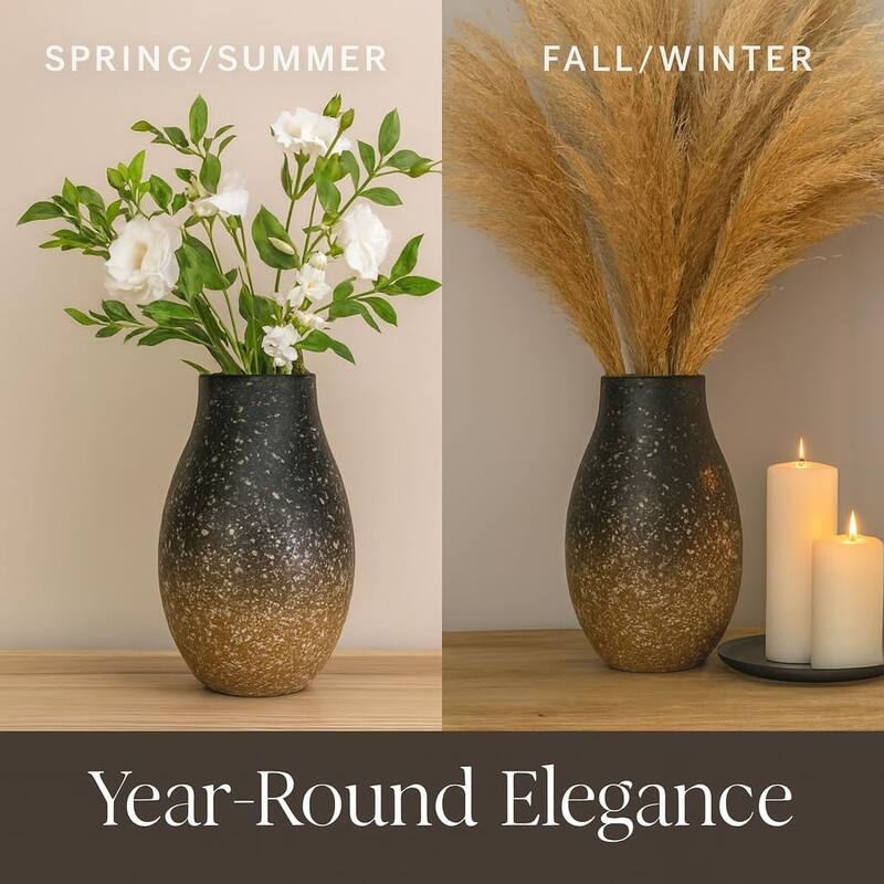 AIRA HOME Oblong Ombre Ceramic Vase Sand to Chocolate Brown