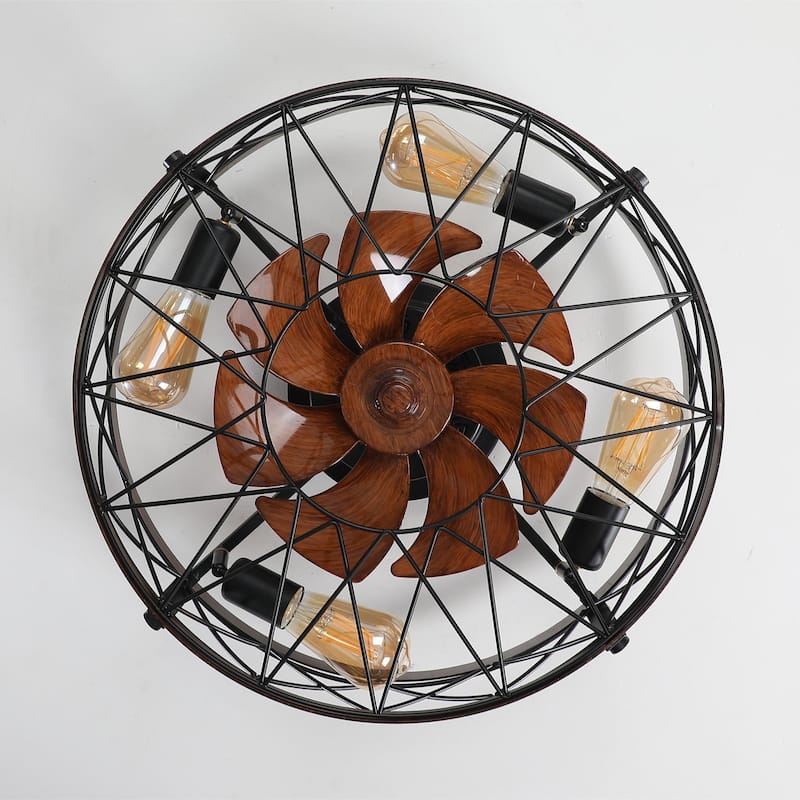 20 in. W x 6 in. H Iron Ceiling Fan in Black with LED Lights - 20" x 6" in.