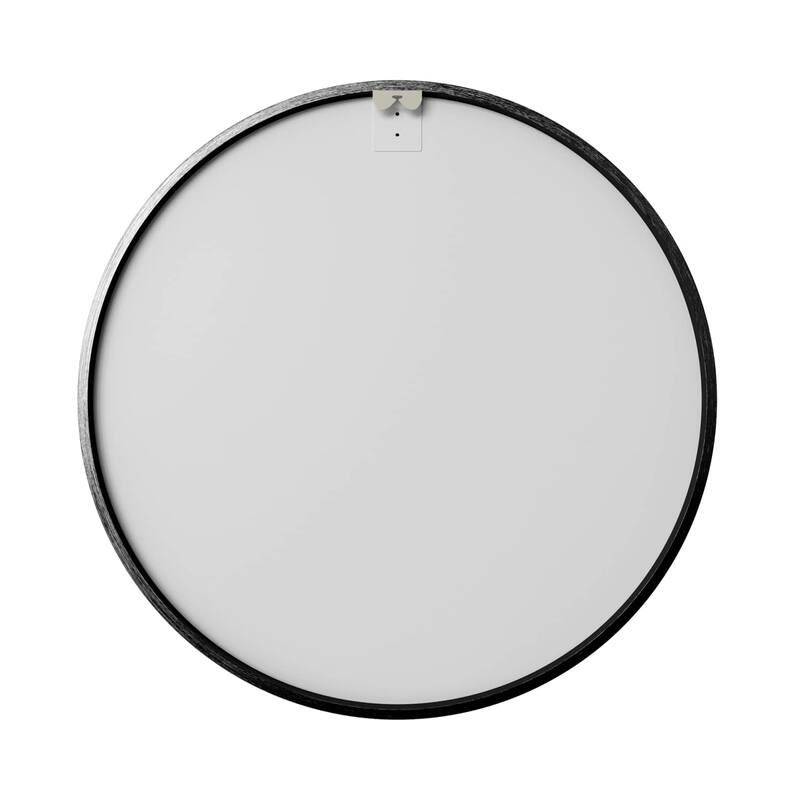 HomeRoots 31" Black Metal Round Framed Accent Mirror - 31.00 in. x 31.00 in. x 1.10 in.