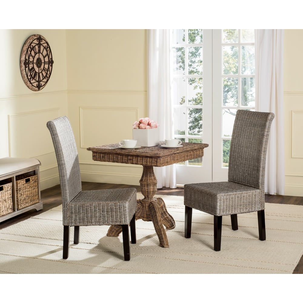 SAFAVIEH Jorine Grey Wicker Dining Chair (Set of 2) - 18.1" x 13.2" x 40.1" - 18Wx13Dx40H