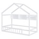 preview thumbnail 14 of 18, Wooden Twin Size House Bed with Storage Shelf,Kids Bed with Fence and Roof, Gray