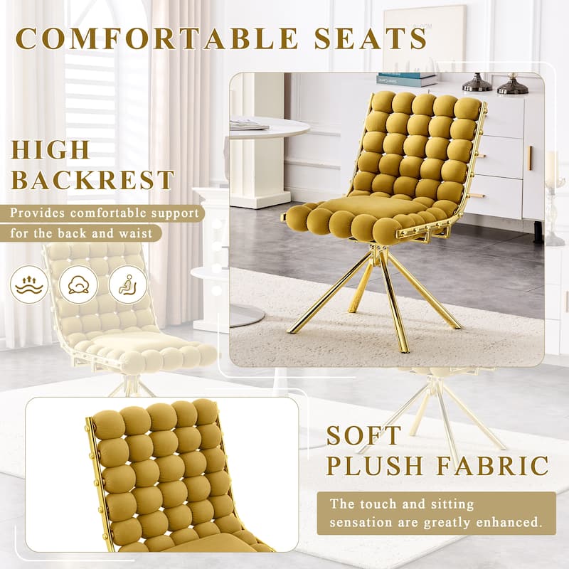 Set of 2, Velvet Dining Chairs with Metal Legs, Modern Tufted Accent Chairs for Dining Room & Kitchen