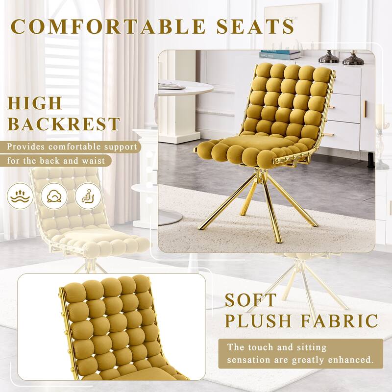 Velvet Accent Dining Chair with Metal Legs Modern Upholstered Armless Chair, Set of 2