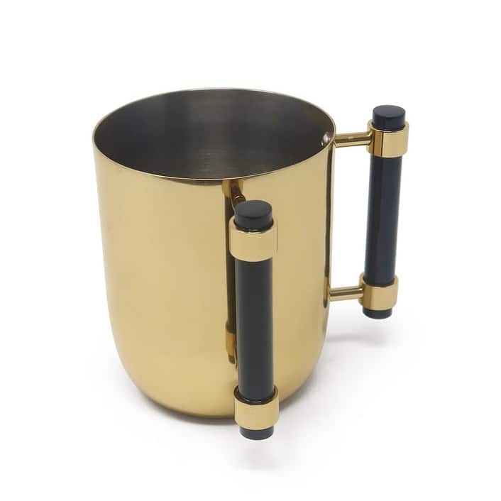 Metal Wash Cup Gold with Cylinder Handles - 5.1"H