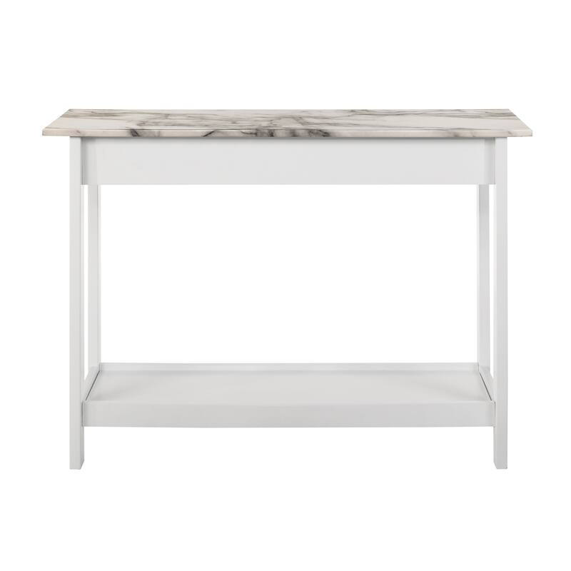 DH BASIC Transitional Faux Marble Top 1-Open Shelf Console Table with Drawer by Denhour