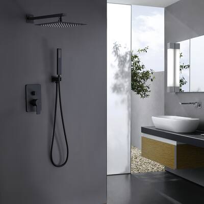 Wall-mounted Bathroom Rain And Cold Shower Faucet With Inlet Valve - 17.32W inches X13.78D inches X5.31H inches