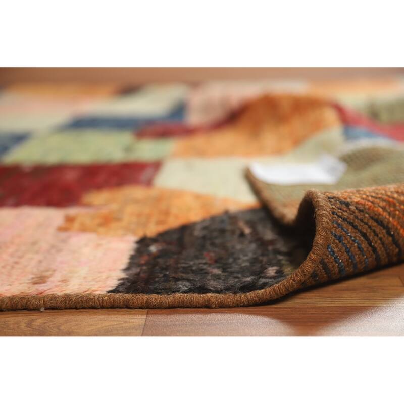 Checkered Moroccan Oriental Area Rug Handmade Bedroom Wool Carpet - 6'11" x 10'0"