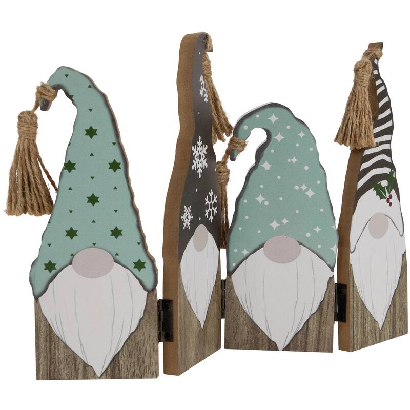 Wooden Gnomes Hinged Christmas Decoration - 10.75"